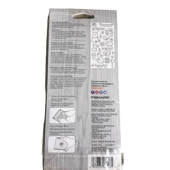 Fiskars Clear Stamps Set With Animal & Celebration Themes For Crafting - Picture 2 of 7